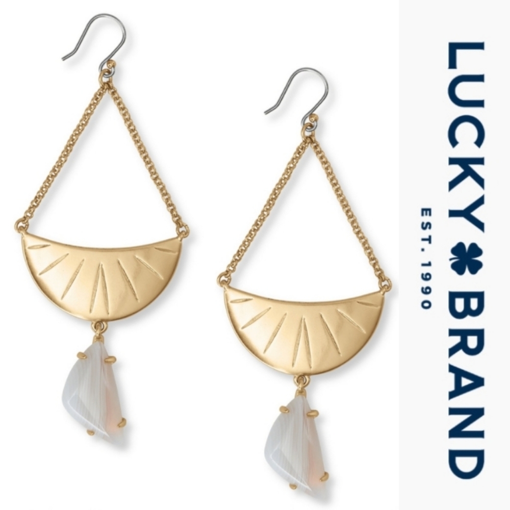 🆕️ Lucky Brand White Agate Gold Drop Earrings